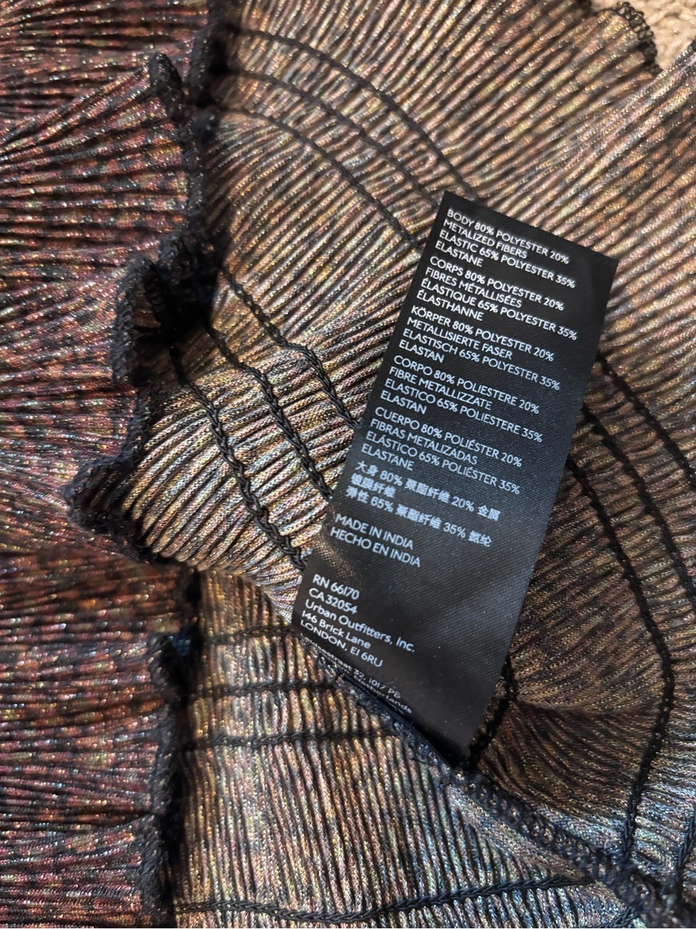Anthropologie Brown Shimmer Smocked Puff Sleeve Top Women’s Medium Whimsigoth - Picture 10 of 10